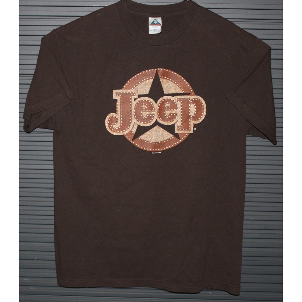 Jeep T-Shirt Mens L Brown‎ Graphic Logo Star Short Sleeve Alstyle 2008 Chrysler